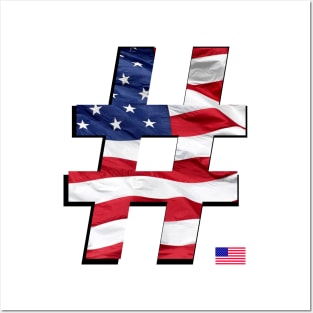 Hashtag Flag - USA - with flag Icon Posters and Art